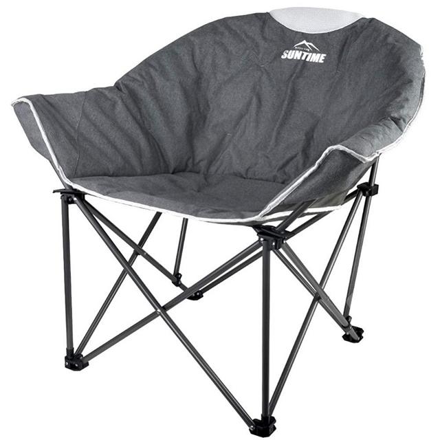 Suntime Sofa Chair, Oversize Padded Moon Leisure Portable Stable Comfortable Folding Chair for Camping, Hiking, Carry Bag