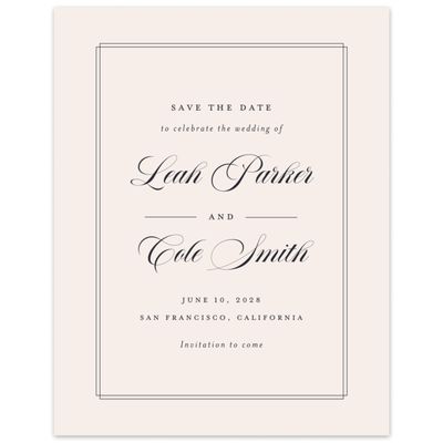Linen, Beige Wedding Digital Save the Date - Ivoire Portrait