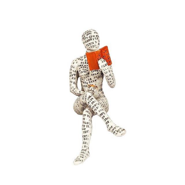 Dlfghos Pulp Reading Women Figurine Thinker Statue Decor Modern Figurines Abstract Aesthetic Sculpture for Home Decoration Living Room Office Bookshelf Shelf Table (B)