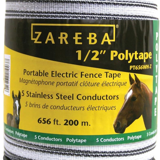 Zareba PT656WH-Z 1/2-Inch 200m Polytape,White
