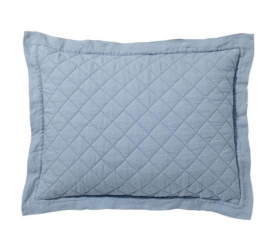 Belgian Flax Linen Diamond Sham, Standard, Chambray