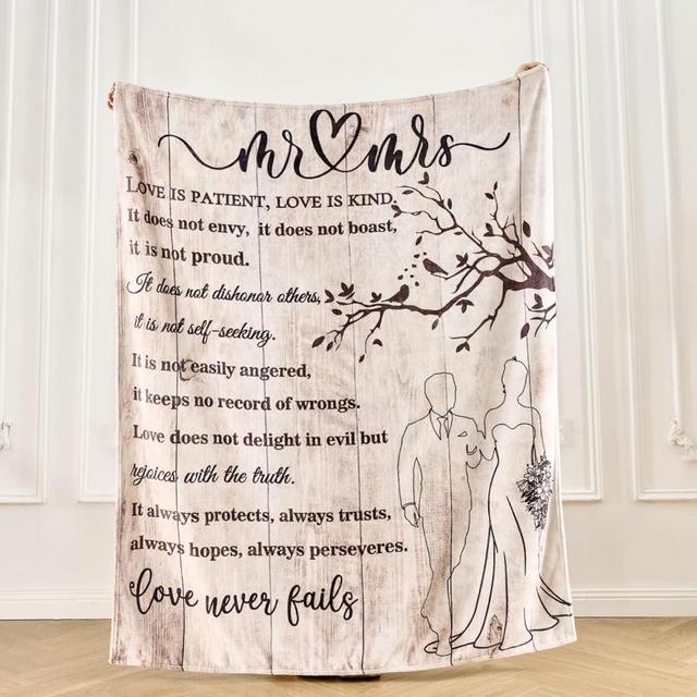 Wedding Anniversary Blanket Gifts for Him Her, Romantic Couples Throw for Wife Husband Girlfriend Boyfriend, I Love You Gift, Engagement Birthday Present, 50x60 Inch Flannel