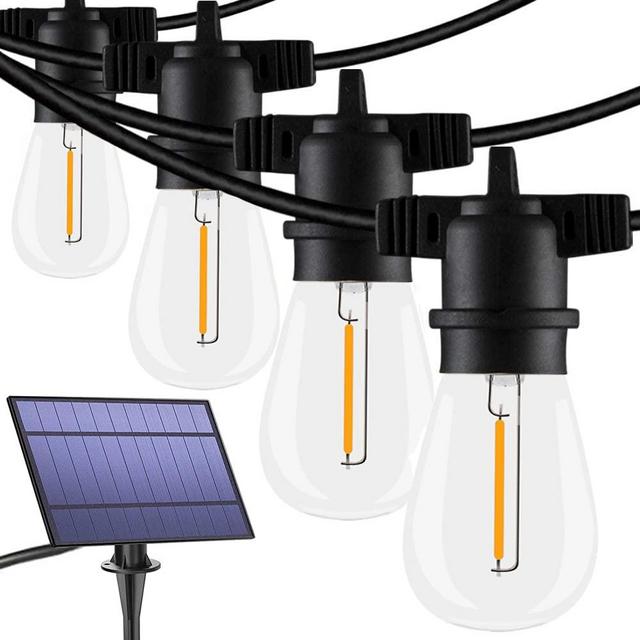 Solar Outdoor String Lights LED, FMART 100FT Solar String Light Commercial Grade Waterproof Heavy Duty Outdoor Hanging Lights with 30 LED Shatterproof Bulbs Camping Garden Decorative Lights Warm White