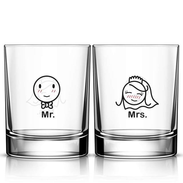 BOLDLOFT Mr and Mrs Couple Drinking Glasses- Engagement Gifts for Couple, Wedding Gifts for Bride and Groom, Wedding Registry Gifts, Couples Gifts for Bridal Shower Wedding Anniversary Newlywed
