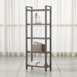 Pilsen Graphite Bookcase with Walnut Shelves