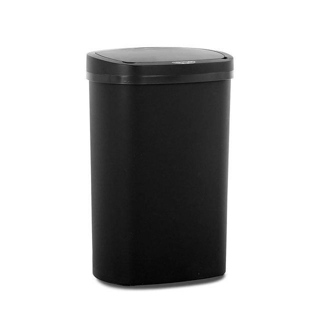 YIQIEDEY Automatic 13 Gallon Garbage Can with Soft Close,Indoor Smart Large Trashcans with Lid for Kitchen,Motion Sensor Touchless Trash Bin for Kitchen,Touch-Free,Plastic,Black