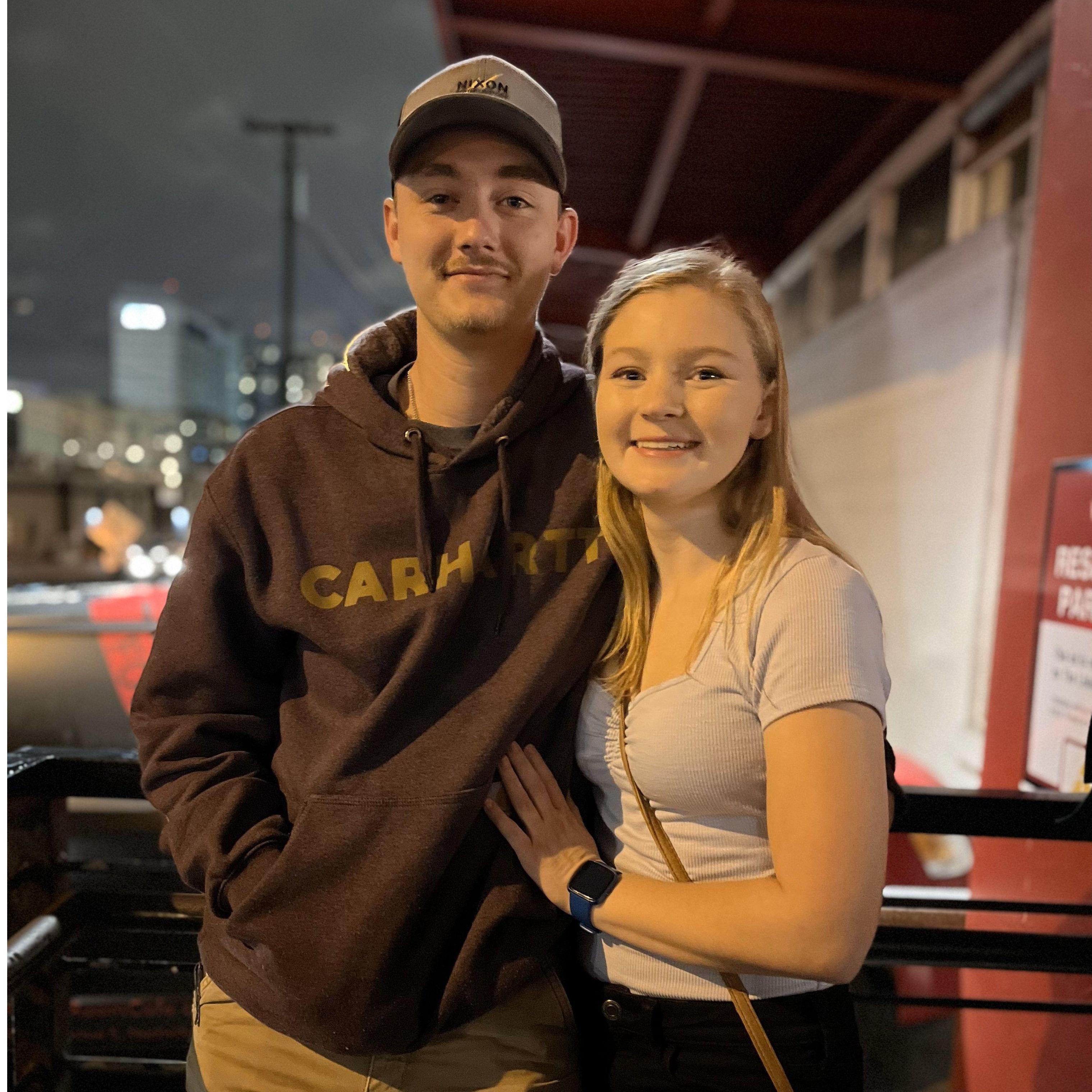 Brandon surprised Taylor with her friends by meeting her at the Listening room on her 23rd birthday in 2021.