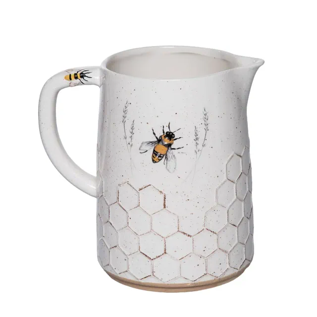 Transpac Dolomite Bee Pitcher Multicolored for Spring Serving and Entertaining