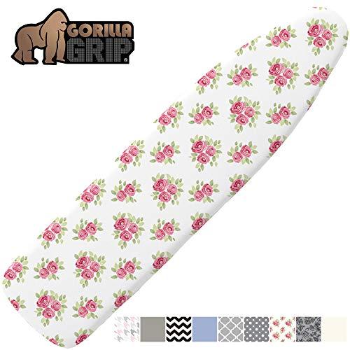 Gorilla Grip Reflective Silicone Ironing Board Cover, 15x54, Fits Large and Standard Boards, Pads Resist Scorching and Staining, Elastic Edge Covers, Thick Padding, No Fasteners Needed, Pink Floral