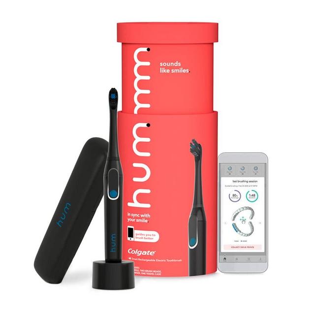 hum by Colgate Black Electric Toothbrush for Adults, Rechargeable Smart Sonic Toothbrush, Black