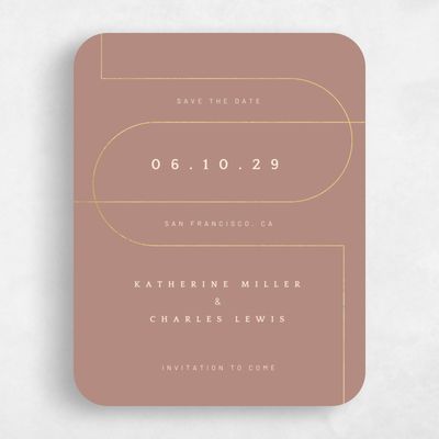 Brown Rounded Wedding Save the Date - Corwin Portrait Foil