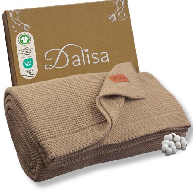 Dalisa 100% Organic Turkish Cotton Throw Blanket - GOTS Certified, Cozy - Perfect for Couch, Bed, and Home Decor - Boho Vintage Knit Alina (Mocha Meringue, 50x60)