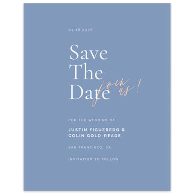 Blue Simple Wedding Digital Save the Date - Violetta Portrait