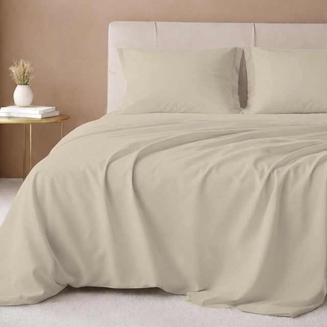 California Design Den Cal King Sheet Set - 600 Thread Count Sateen, 100% Cotton Bed Sheets, Deep Pockets, Soft and Durable Bedding Set - Beige