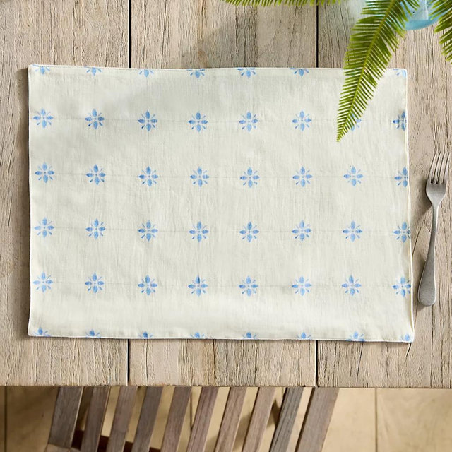 Tilework Linen Placemat - Blue, One Size
