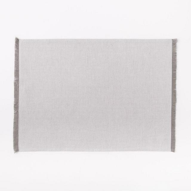 Frayed Edge Placemat, Platinum, Set of 2
