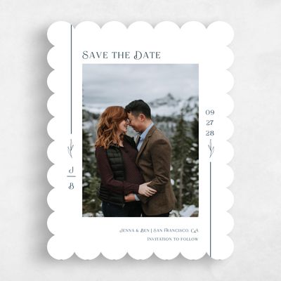 White Scalloped Wedding Save the Date - Hartington Photo