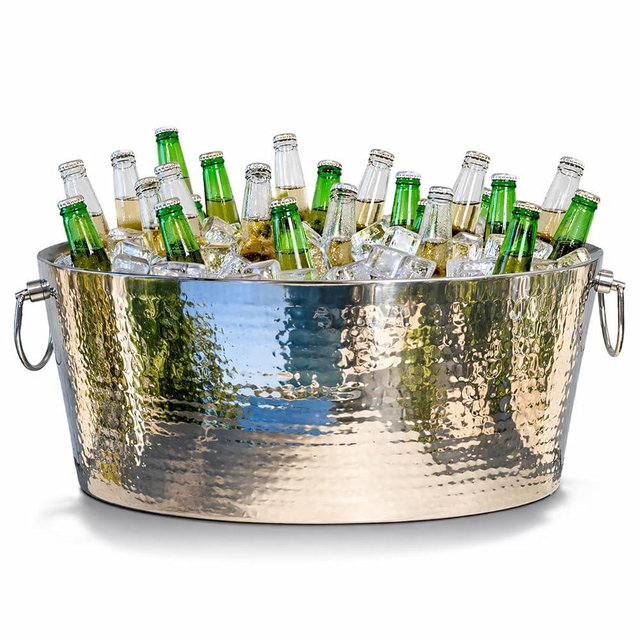 BREKX Armored XL Insulated Beverage Tub for Parties – Stainless Steel Ice Bucket, Large 6.25 Gallon Drink Cooler, Holds 24–30 Bottles, Beer, Wine & Champagne