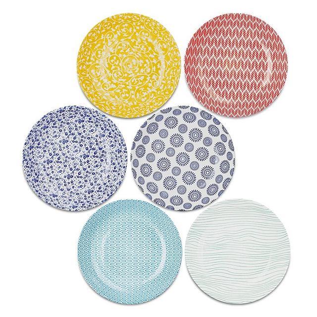 Amazingware Porcelain Salad Pasta Bowls - 26 Ounce - Set of 6, Assorted Designs