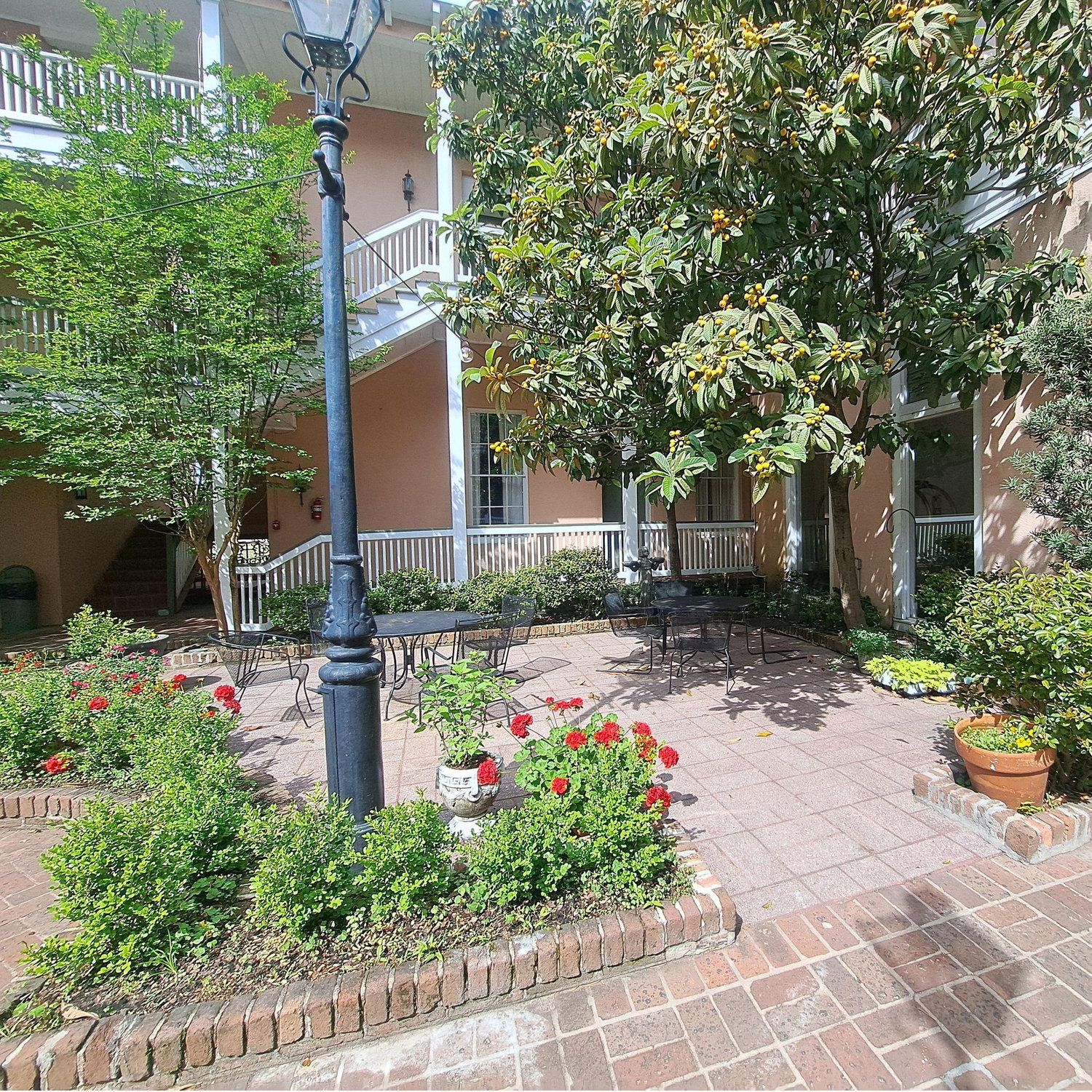 The ceremony will be held near dusk in this quadrant of the courtyard.