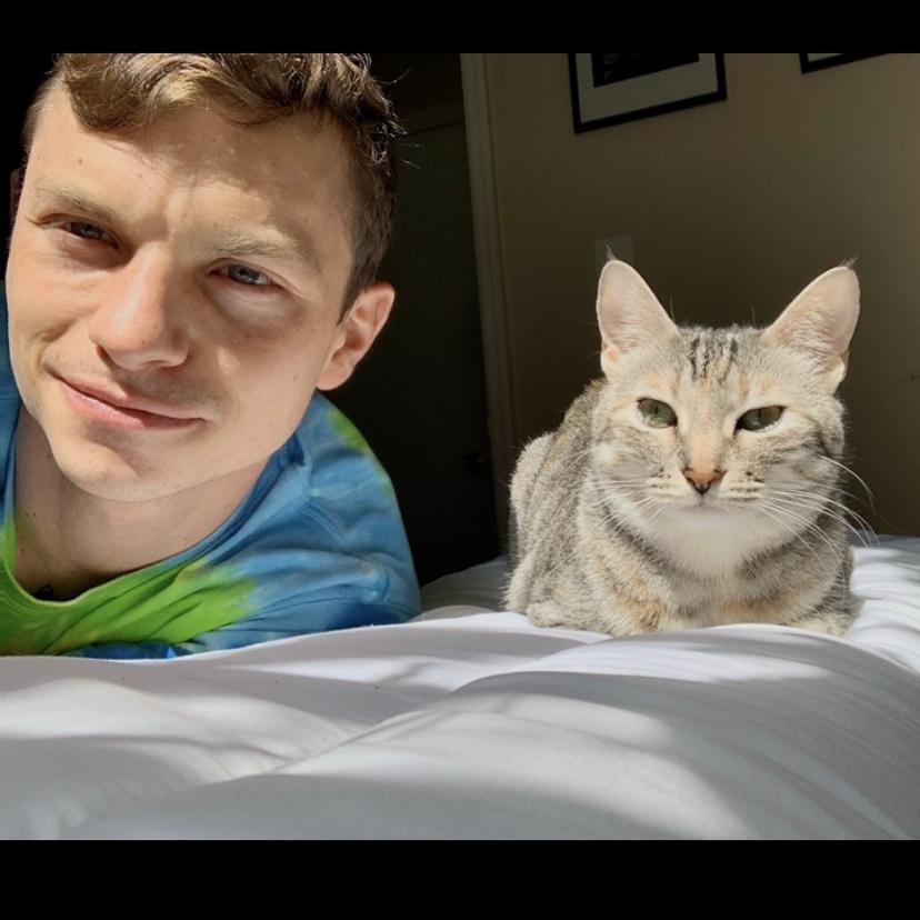 4/6/21.. Bella, Christina & Danielle’s cat, had fully accepted Brendon (a large feat).