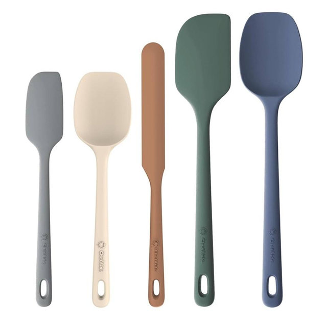 5 Pieces Silicone Spatula Set, Food Grade Rubber Spatula, Upgrade Strong Handle with Ergonomic Grip, Heat Resistant Up to 600°F for Nonstick Cookware, Cooking