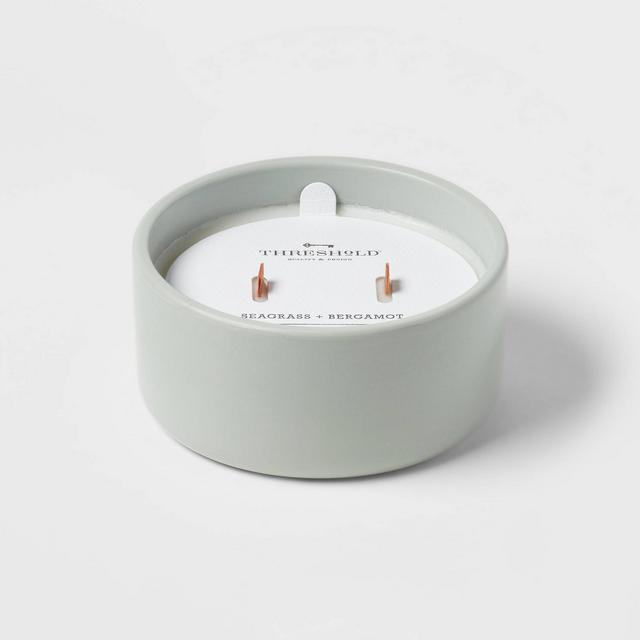 8oz 2-Wick Glossy Ceramic Seagrass & Bergamot Green - Threshold™