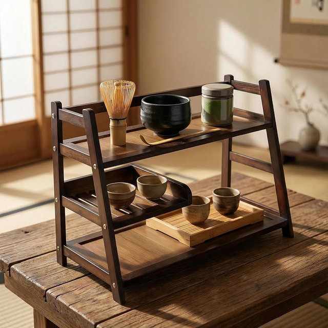 Lnncdsc 3 Tier Bamboo Matcha Station shelf, coffee station organizer Shelf for Kitchen Countertop, Tea station organizer - Matcha Powder, Tools & Cup Organizer for Matcha Lovers, Home Baristas.