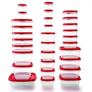 Rubbermaid Easy Find Vented Lids BPA Free Plastic Food Storage Containers, Set of 30 (60 Pieces Total), Racer Red | Great for Meal Prep | Reusable & Stackable