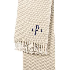 Monogram Herringbone Throw Blanket - "F"