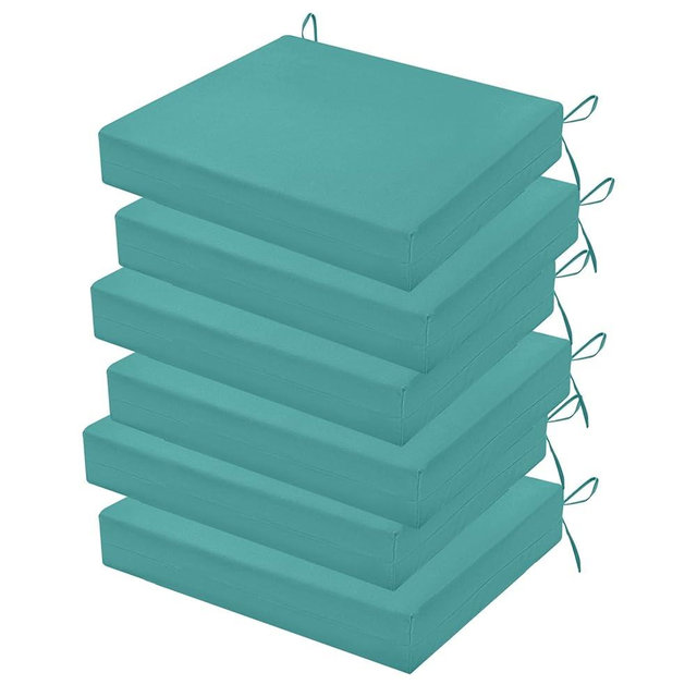 HOMELYSIAN Outdoor Chair Cushions Set of 6, 18.5 x 16 Inch Patio Chair Cushions for Outdoor Furniture, Water Resistant, Non-Slip Ties(Teal)