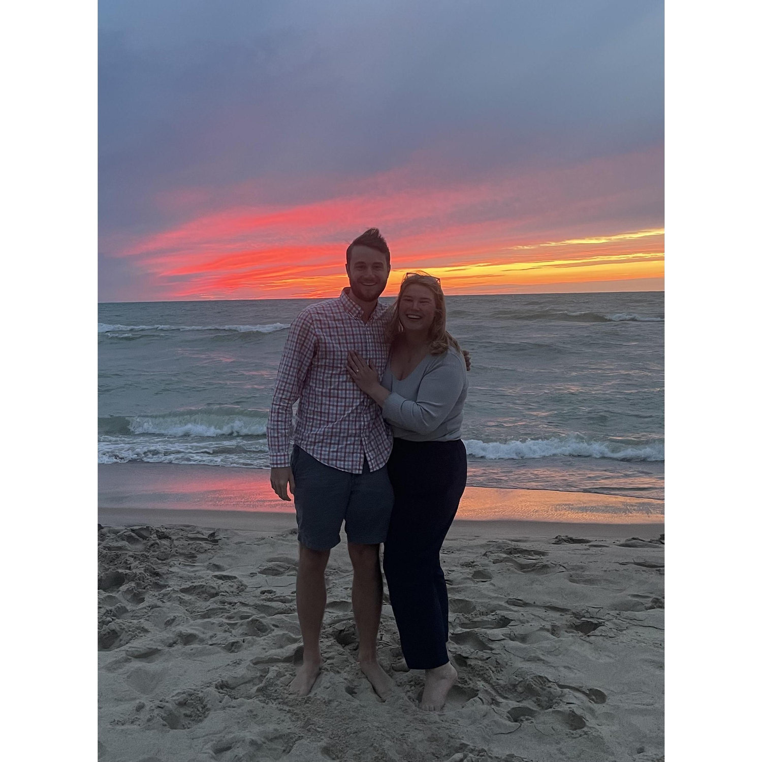 Zach picked the best sunset of the year to pop the question. Look at those reds!