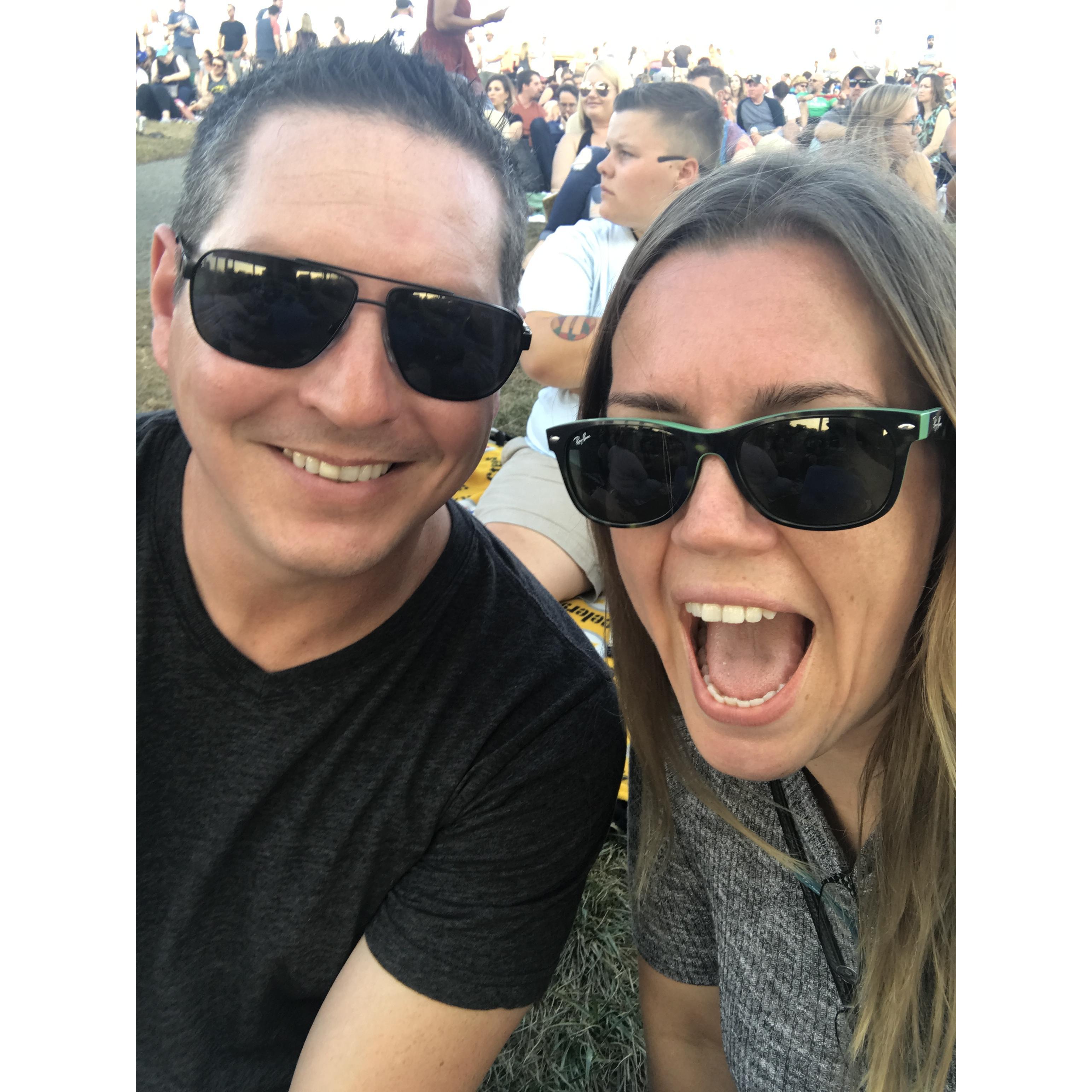 Selfie from one of a numerous concerts we have attended together. This one was from Kings of Leon.