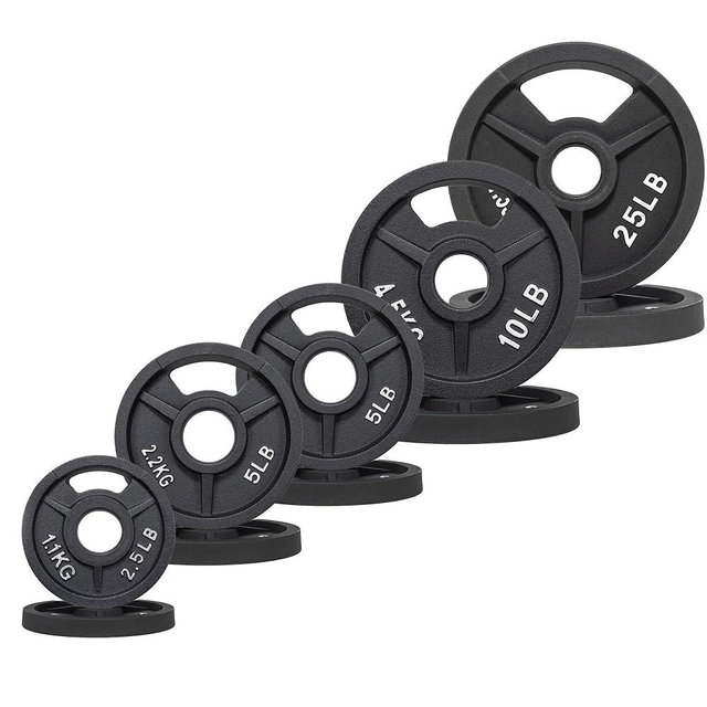 Fitvids 2-Inch Olympic Cast Iron Plate Weight Plate for Strength Training and Weightlifting, Multiple Sizes
