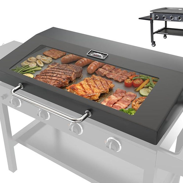 Upgrade Hinged Lid for Blackstone 36 inch Omnivore Griddle, 5856 Visualized Glass Hard Hinged Cover w/Thermometer for Blackstone 36" Omnivore 1554 2210 2322 2310 1825 Flat Top Griddle Accessories