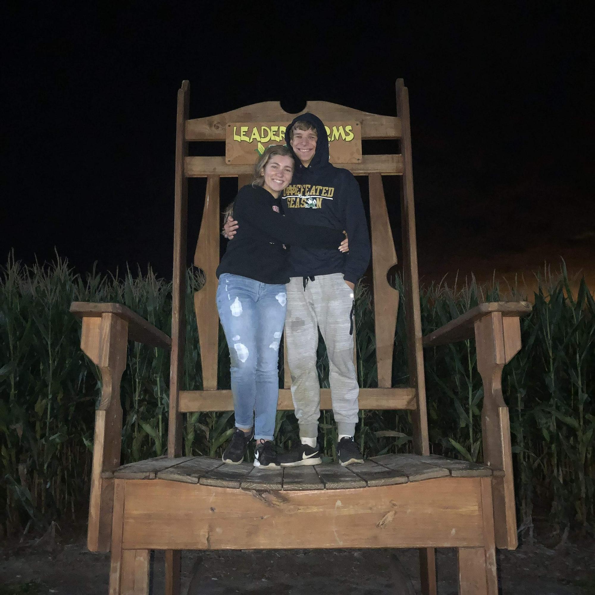 Emily fell while being chased by the chainsaw man at Scream Acres moments before this photo