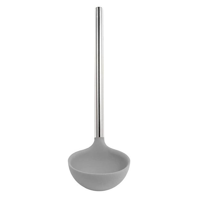 Tovolo Silicone Ladle With Stainless Steel Handle Deep Spoon With Reinforced Nylon Core, Perfect Kitchen Utensil for Soup, Stew, Sauce & Punch, Oyster Gray