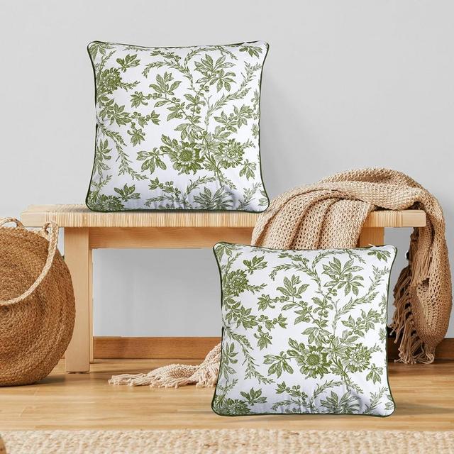Ridhi Emerald Green Block Print Cotton Canvas Throw Pillow Covers for Decorative Couch Pillows for Living Room, Chic Boho Cute Outdoor Valentine Pillows Covers Gifts 20x20 Inches