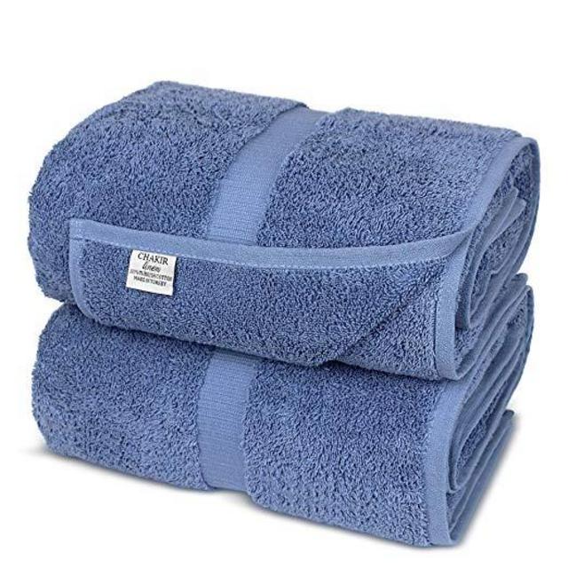 Chakir Turkish Linens Turkish Cotton Luxury Hotel & Spa Bath Towel, Bath Sheet - Set of 2, in Wedgewood