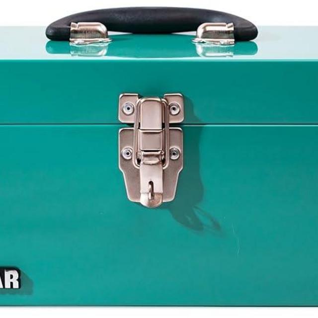 16" Portable Steel Heavy-duty Tool Box 18-Gauge with Metal Latch and Handle Green