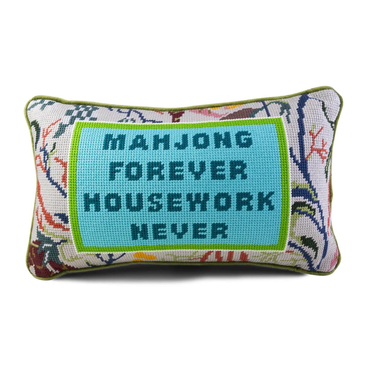 Mahjong Needlepoint Pillow