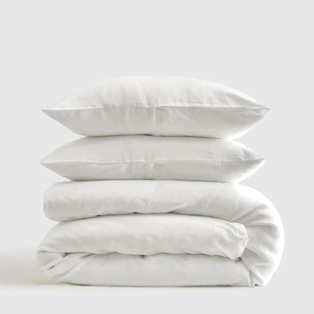 European Linen Duvet Cover Set - King/Cal King (White)