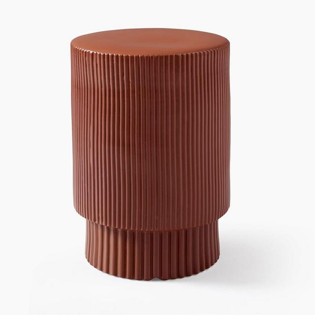 Fluted 13" Side Table, Terracotta