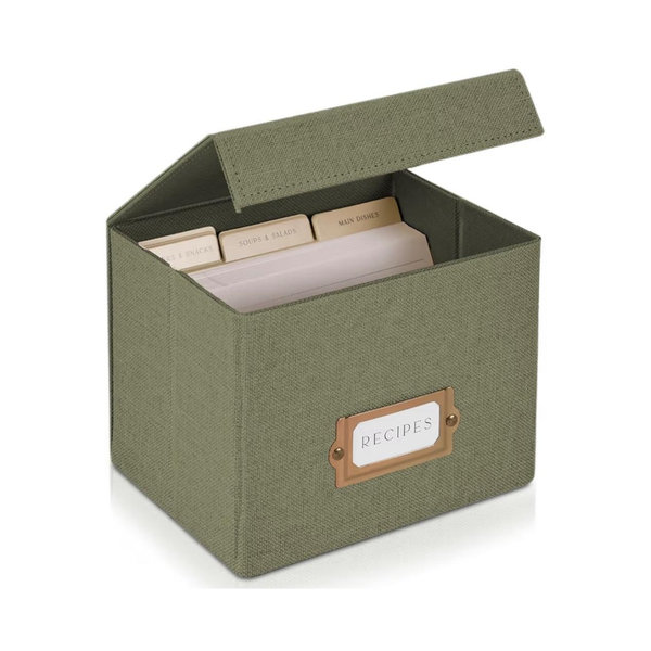 ZICOTO Linen Recipe Box for 4”x6” Recipe Cards