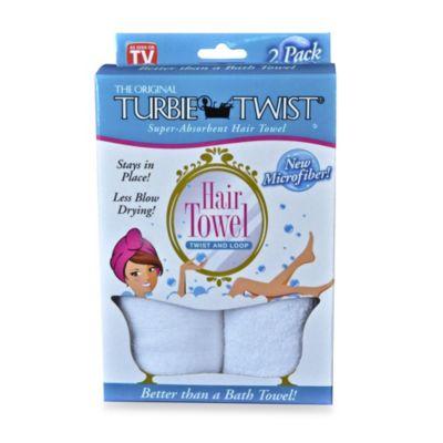 The Original Turbie Twist® Super-Absorbent Hair Towel in White (Set of 2)