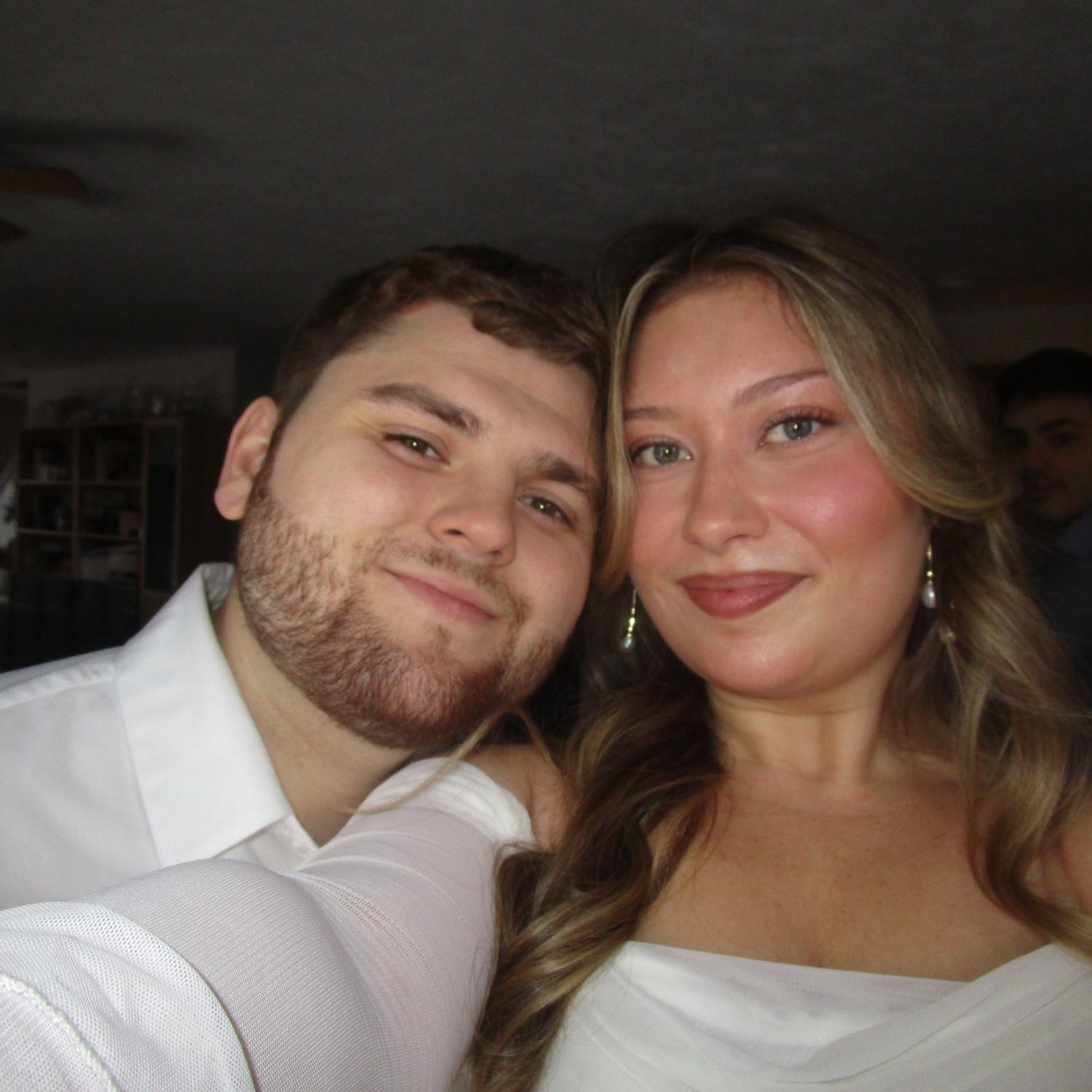 Mabel & Logan before the engagement party