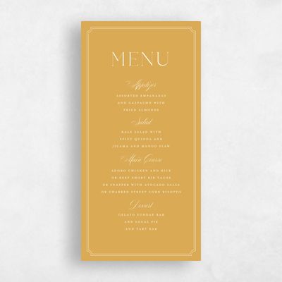 Harvest Gold, Yellow Wedding Menu - Constance