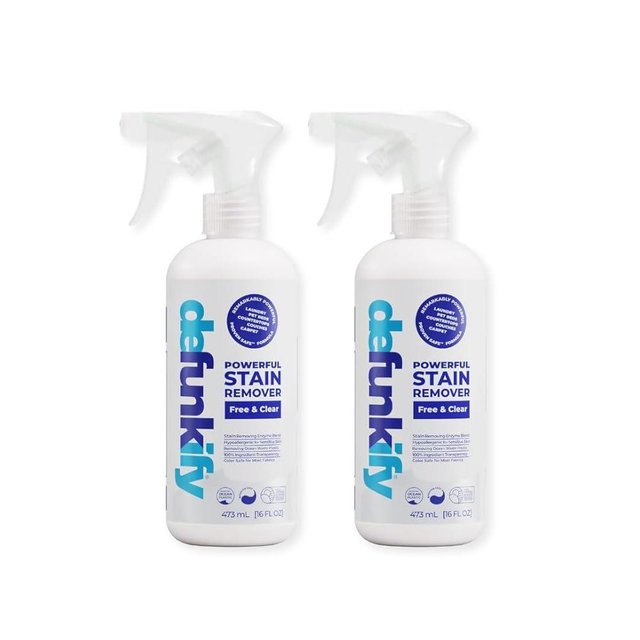 Laundry Stain Remover Spray, 16oz (2-Pack). 'Free & Clear' Stain Remover & Spot Treater Prewash Detergent for Clothes, Carpet & Gear. 'ProvenSafe' Cleaning Spray for Pets, Kids & Sensitive Skin