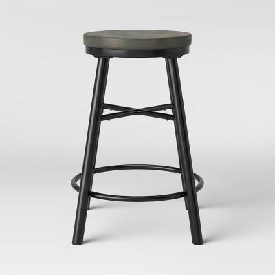 Metal & Wood Seat Counter Stool Black - Room Essentials&#8482;