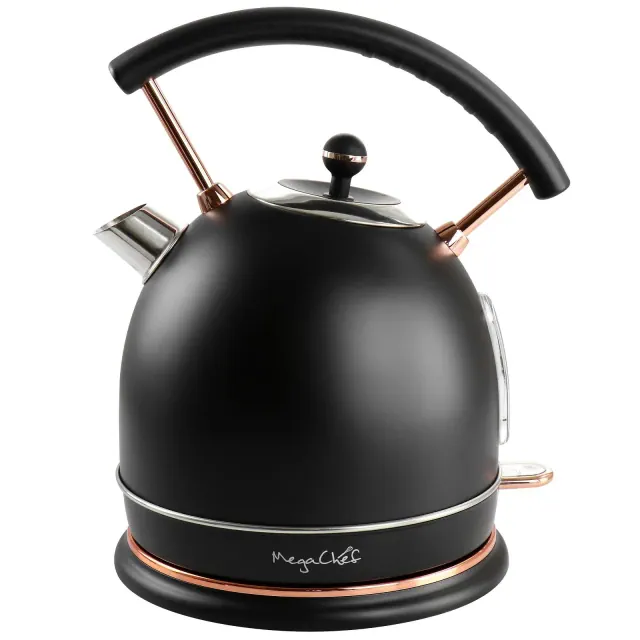 MegaChef 1.8 Liter Half Circle Electric Tea Kettle in Matte Black: Large Water Kettle, 1500W, BPA-Free, Overheat Protection